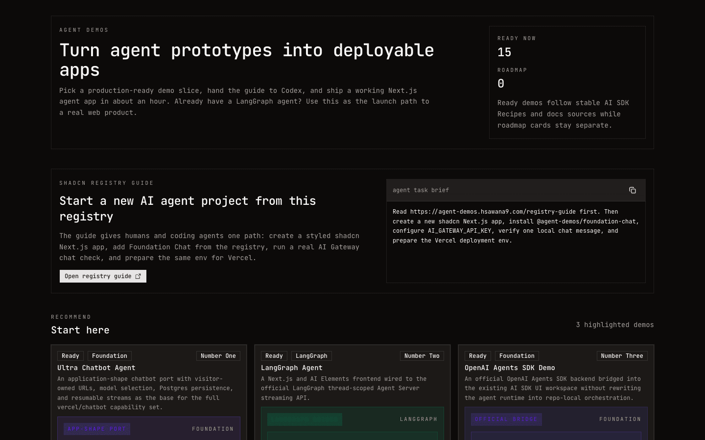 Agent Demos screenshot